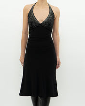 Load image into Gallery viewer, Vintage x Black Rhinestone Halter Dress (S, M)