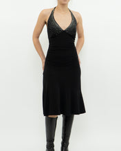 Load image into Gallery viewer, Vintage x Black Rhinestone Halter Dress (S, M)