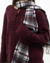 Load image into Gallery viewer, Vintage x Pure Cashmere Burgundy Plaid Scarf