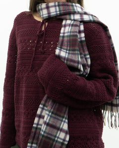 Vintage x Pure Cashmere Burgundy Plaid Scarf