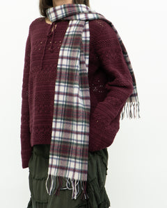 Vintage x Pure Cashmere Burgundy Plaid Scarf