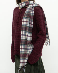 Vintage x Pure Cashmere Burgundy Plaid Scarf