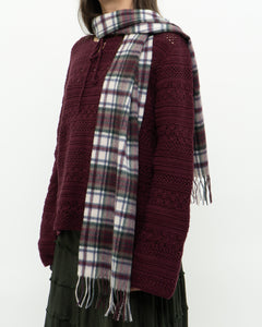 Vintage x Pure Cashmere Burgundy Plaid Scarf