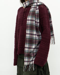 Vintage x Pure Cashmere Burgundy Plaid Scarf