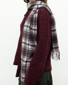 Vintage x Pure Cashmere Burgundy Plaid Scarf