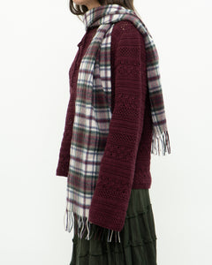 Vintage x Pure Cashmere Burgundy Plaid Scarf