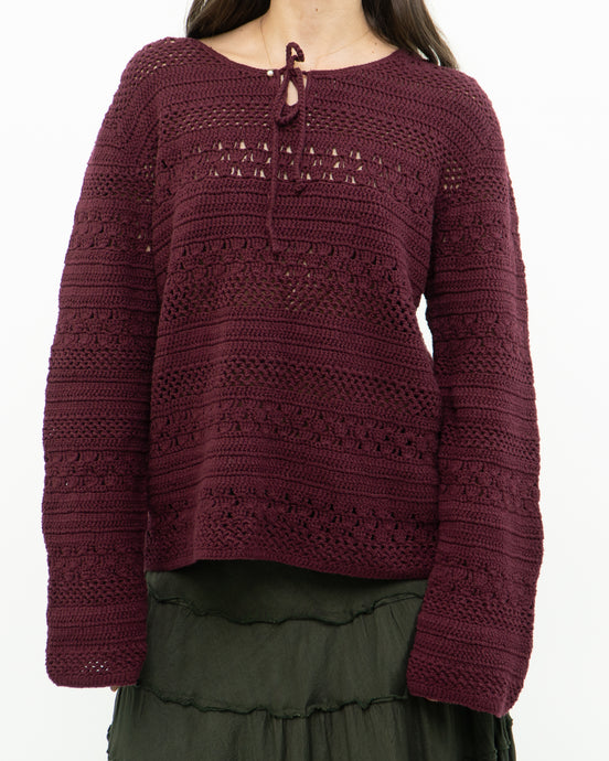 Vintage x Made in Hong Kong x Burgundy Cotton Sweater (XS-XL)