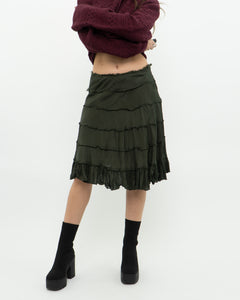 Vintage x Dark Green Pleated Skirt (S, M)