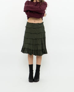 Vintage x Dark Green Pleated Skirt (S, M)