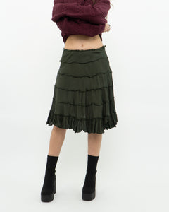 Vintage x Dark Green Pleated Skirt (S, M)