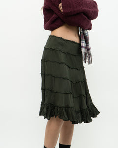 Vintage x Dark Green Pleated Skirt (S, M)