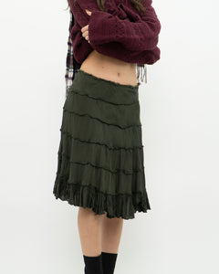 Vintage x Dark Green Pleated Skirt (S, M)