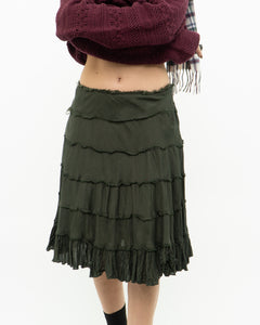 Vintage x Dark Green Pleated Skirt (S, M)