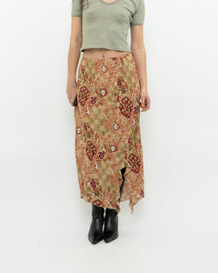 Vintage x Made in Canada x Tan Floral Skirt (M, L)