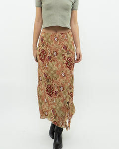 Vintage x Made in Canada x Tan Floral Skirt (M, L)