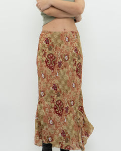 Vintage x Made in Canada x Tan Floral Skirt (M, L)