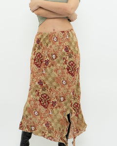 Vintage x Made in Canada x Tan Floral Skirt (M, L)