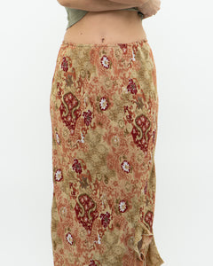 Vintage x Made in Canada x Tan Floral Skirt (M, L)