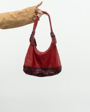 Load image into Gallery viewer, Vintage x Red Soft Pebble Leather Snakeskin Purse