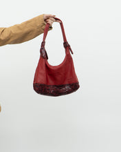 Load image into Gallery viewer, Vintage x Red Soft Pebble Leather Snakeskin Purse