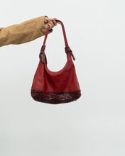 Load image into Gallery viewer, Vintage x Red Soft Pebble Leather Snakeskin Purse