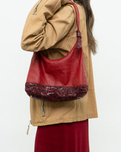 Load image into Gallery viewer, Vintage x Red Soft Pebble Leather Snakeskin Purse