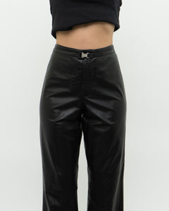 Vintage x RALPH LAUREN Black Butter Leather Buckle Pant (L)