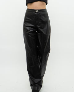 Vintage x RALPH LAUREN Black Butter Leather Buckle Pant (L)