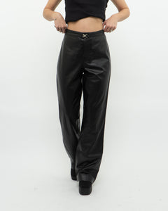 Vintage x RALPH LAUREN Black Butter Leather Buckle Pant (L)