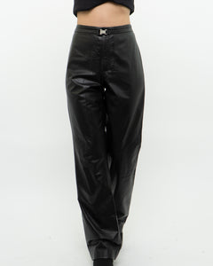 Vintage x RALPH LAUREN Black Butter Leather Buckle Pant (L)