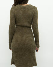 Load image into Gallery viewer, Vintage x Olive Green Knit Midi Dress (XS, S)