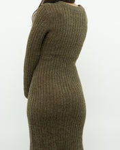 Load image into Gallery viewer, Vintage x Olive Green Knit Midi Dress (XS, S)