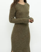 Load image into Gallery viewer, Vintage x Olive Green Knit Midi Dress (XS, S)