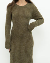 Load image into Gallery viewer, Vintage x Olive Green Knit Midi Dress (XS, S)