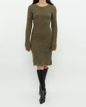 Load image into Gallery viewer, Vintage x Olive Green Knit Midi Dress (XS, S)