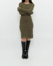 Load image into Gallery viewer, Vintage x Olive Green Knit Midi Dress (XS, S)