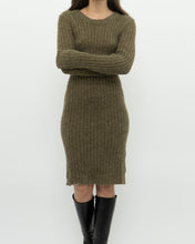 Load image into Gallery viewer, Vintage x Olive Green Knit Midi Dress (XS, S)