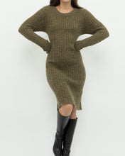 Load image into Gallery viewer, Vintage x Olive Green Knit Midi Dress (XS, S)