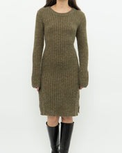 Load image into Gallery viewer, Vintage x Olive Green Knit Midi Dress (XS, S)