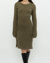 Load image into Gallery viewer, Vintage x Olive Green Knit Midi Dress (XS, S)