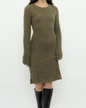 Load image into Gallery viewer, Vintage x Olive Green Knit Midi Dress (XS, S)