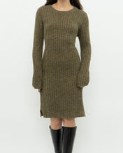 Load image into Gallery viewer, Vintage x Olive Green Knit Midi Dress (XS, S)