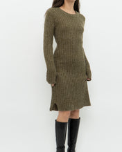 Load image into Gallery viewer, Vintage x Olive Green Knit Midi Dress (XS, S)