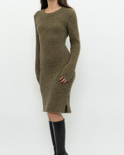 Load image into Gallery viewer, Vintage x Olive Green Knit Midi Dress (XS, S)