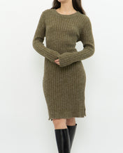 Load image into Gallery viewer, Vintage x Olive Green Knit Midi Dress (XS, S)