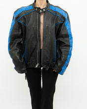 Load image into Gallery viewer, Vintage x Blue &amp; Black Leather Biker Jacket (M-XL)