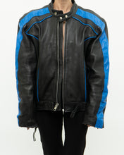 Load image into Gallery viewer, Vintage x Blue &amp; Black Leather Biker Jacket (M-XL)