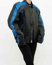 Load image into Gallery viewer, Vintage x Blue &amp; Black Leather Biker Jacket (M-XL)