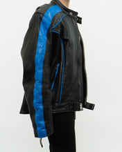 Load image into Gallery viewer, Vintage x Blue &amp; Black Leather Biker Jacket (M-XL)