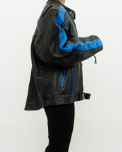 Load image into Gallery viewer, Vintage x Blue &amp; Black Leather Biker Jacket (M-XL)